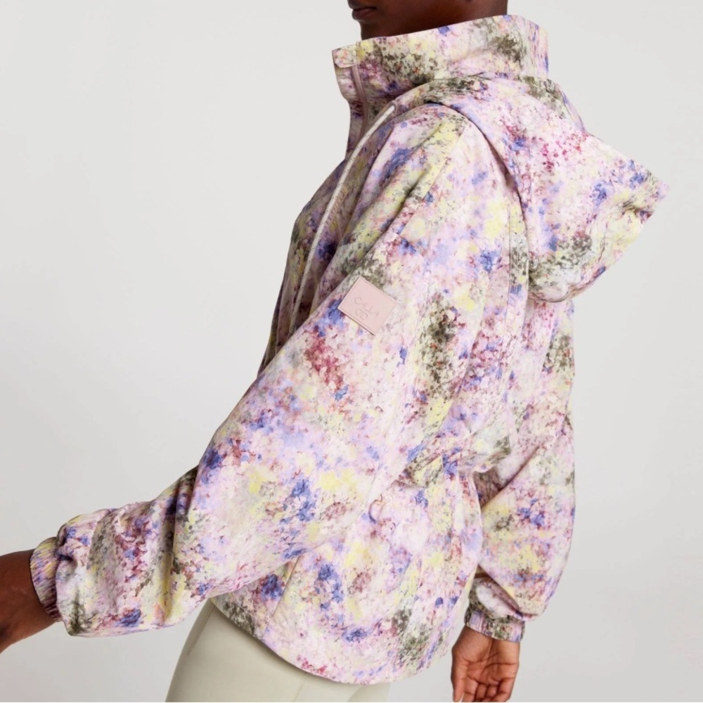 Calia Multicolor Springtime‎ Hooded Windbreaker Water Repellent Jacket Small NWT